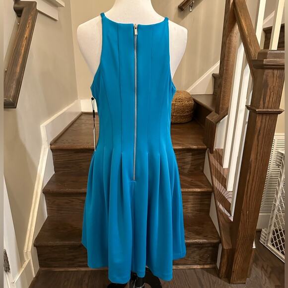 Calvin Klein turquoise pleated bodice scuba dress Size 8 NEW - Picture 4 of 10